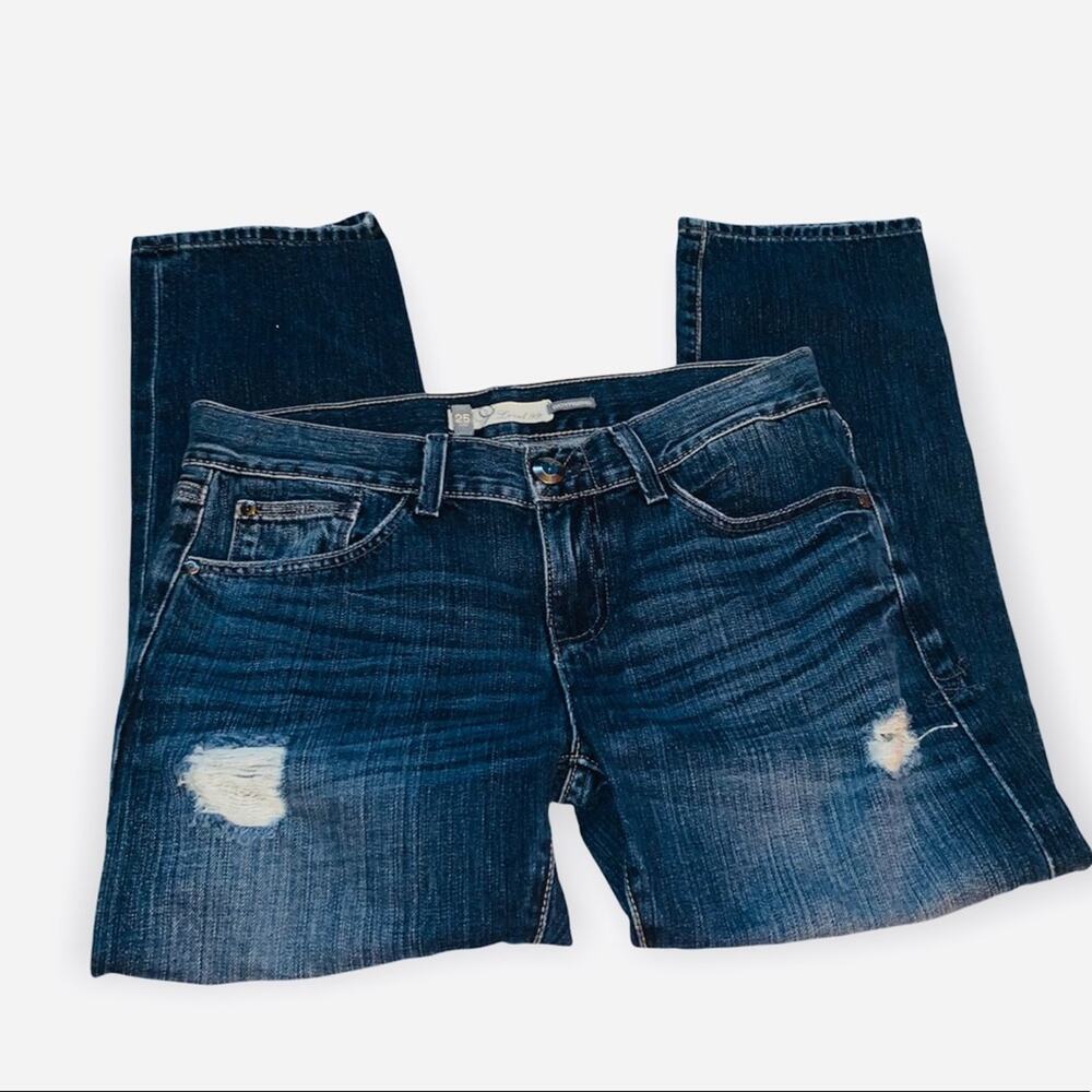 Level 99 Boyfriend Crop Distressed Jeans Size 25 - Picture 1 of 7